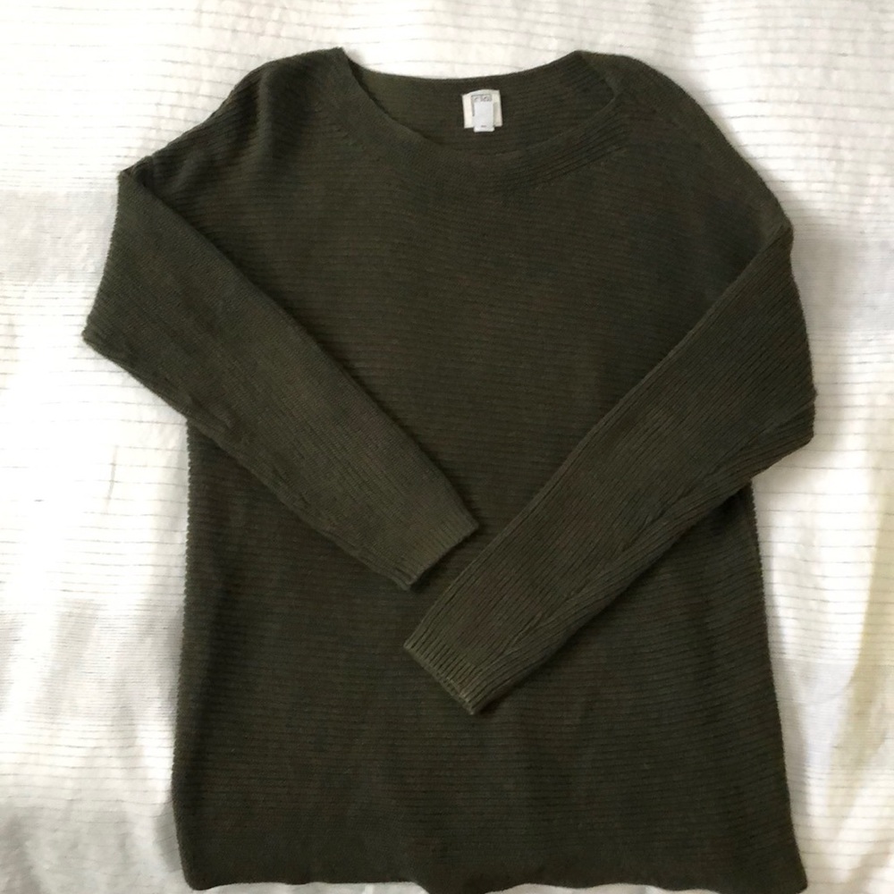 CORE from the Bay. Forest green knit long sweater tunic, size M.
